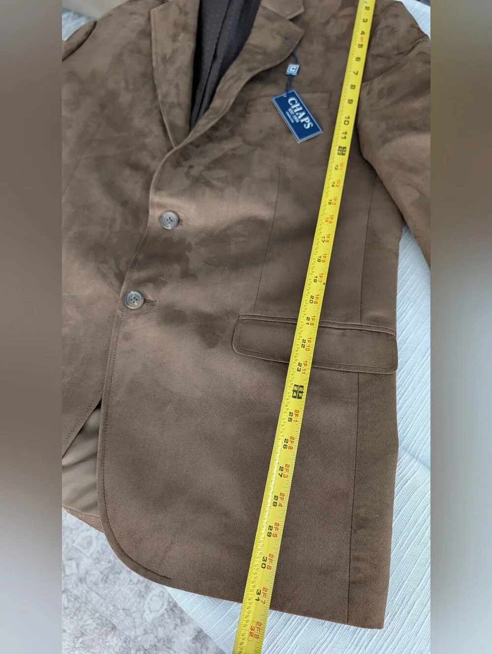 NWT Chaps Brown Faux Suede Sport Coat - Two-Button Mens Blazer Sz 42 L
